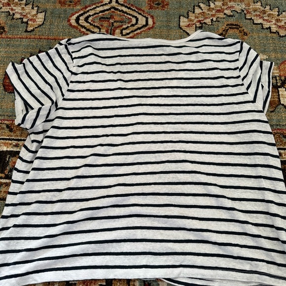 Old Navy Striped Linen-Blend V-Neck Henley T-Shirt for Women - Picture 3 of 5